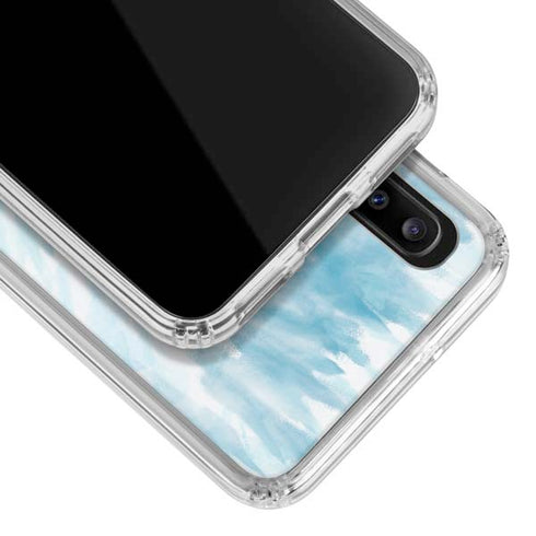 Blue and White Tie Dye Galaxy A20 Clear Case